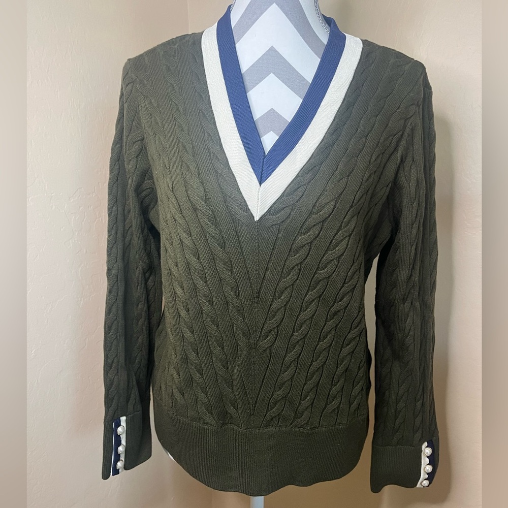 Talbots Olive Green Knit Sweater